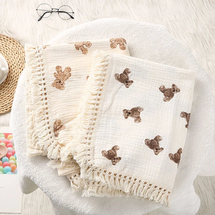 Cotton Muslin Square – Bear Print