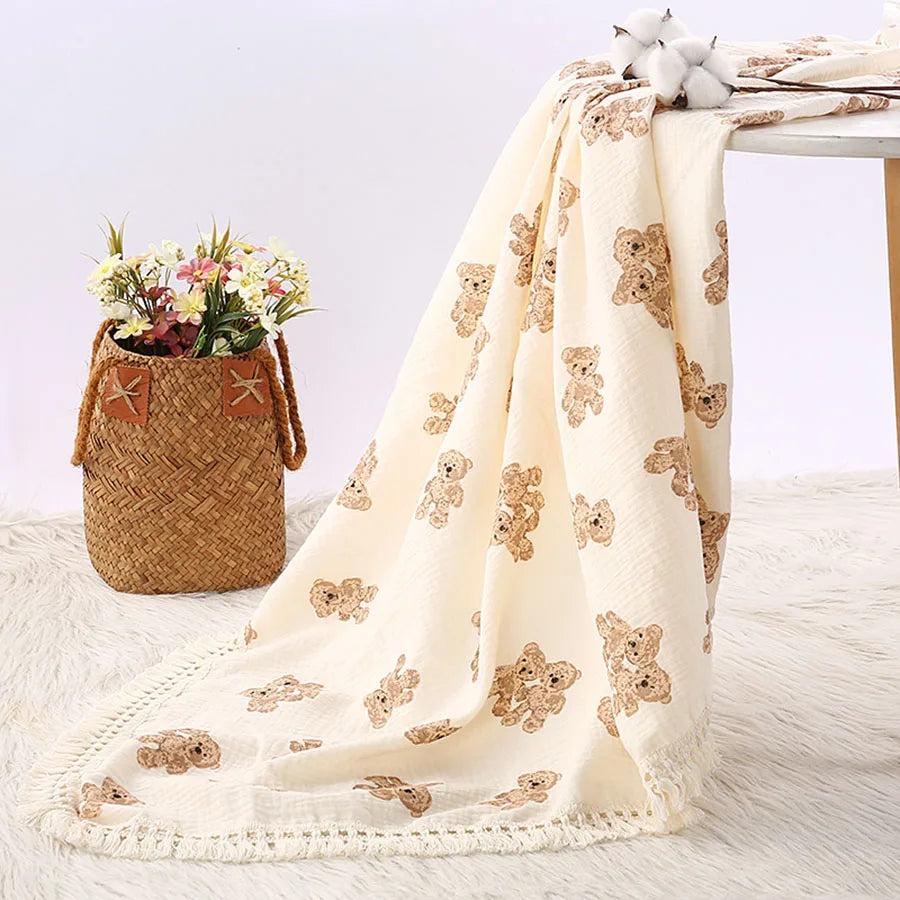 Cotton Muslin Square – Bear Print | Nanalumina