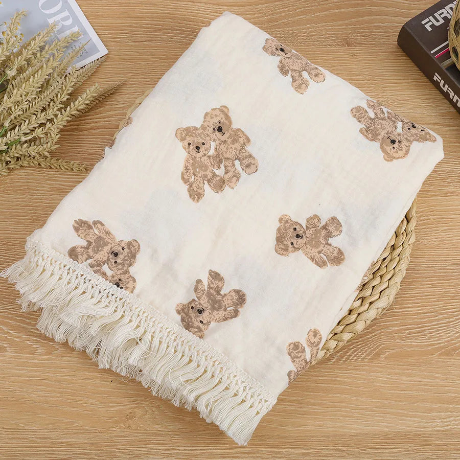 Cotton Muslin Square – Bear Print