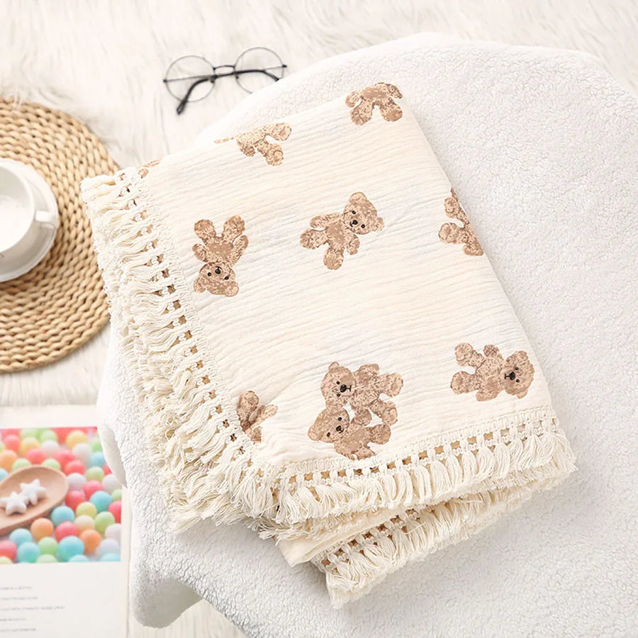 Cotton Muslin Square – Bear Print