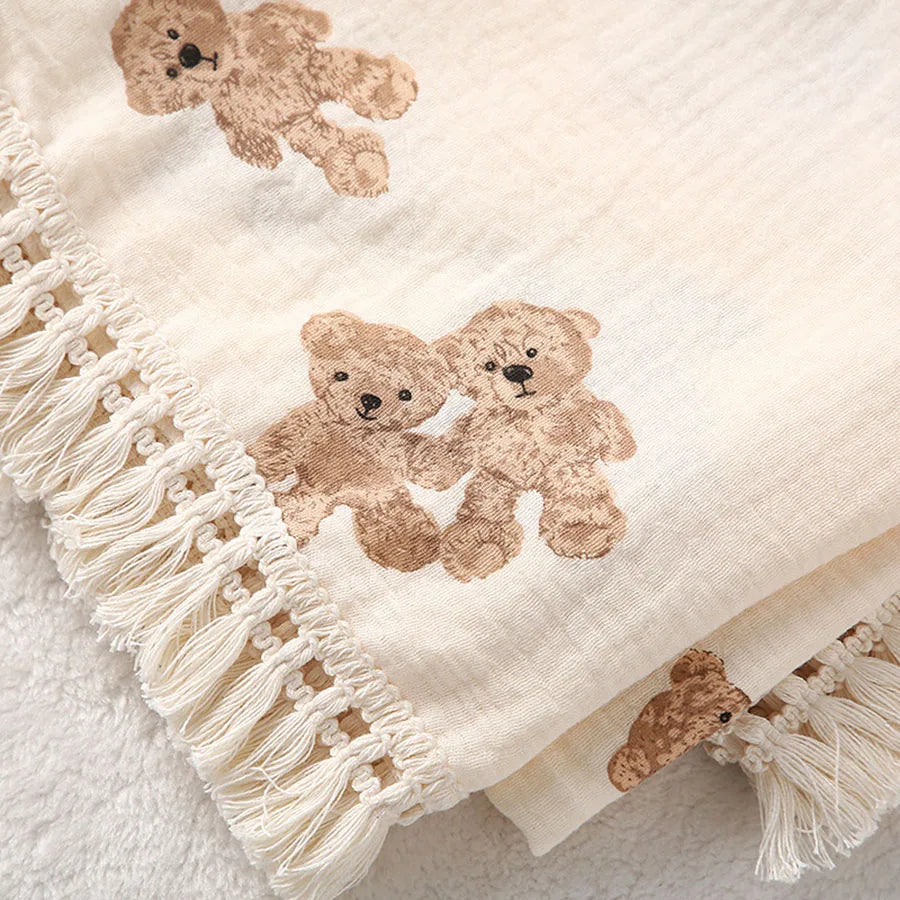 Cotton Muslin Square – Bear Print