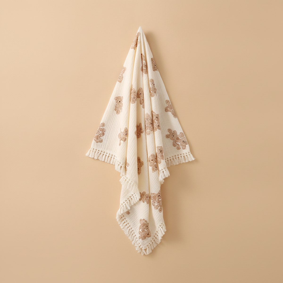 Cotton Muslin Square Bear Print | Nanalumina